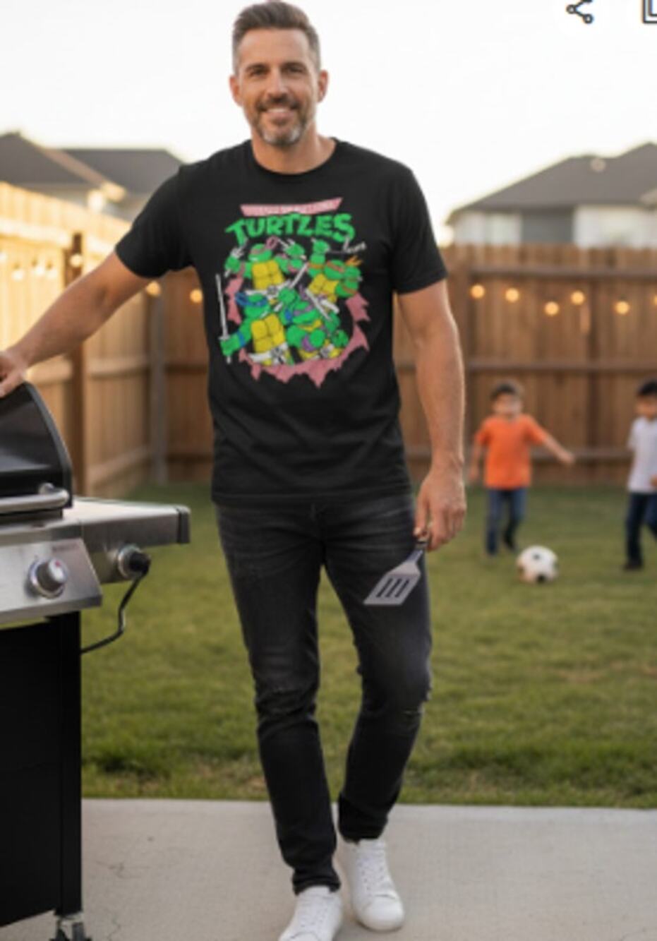 Black Neon Ninja Turtles T-Shirt – Size Large (100% Cotton)